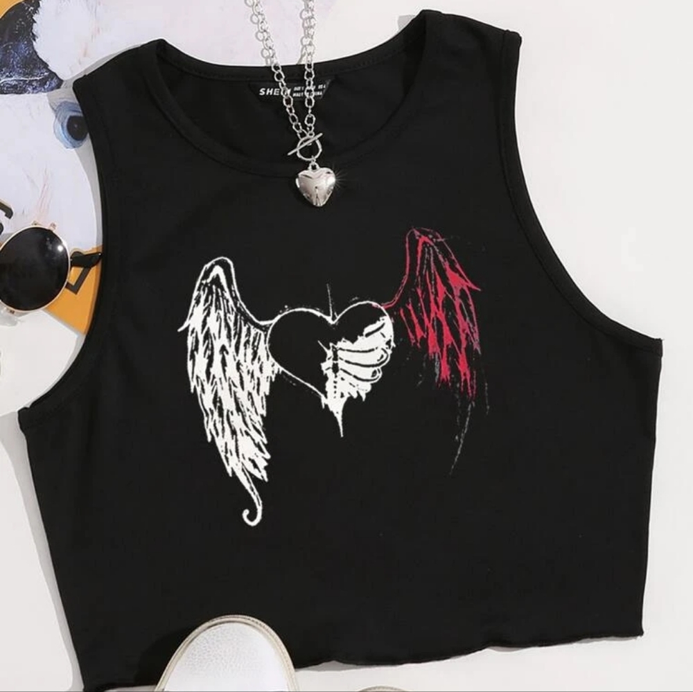 Angel/Devil Wing Tank Top Crop Top